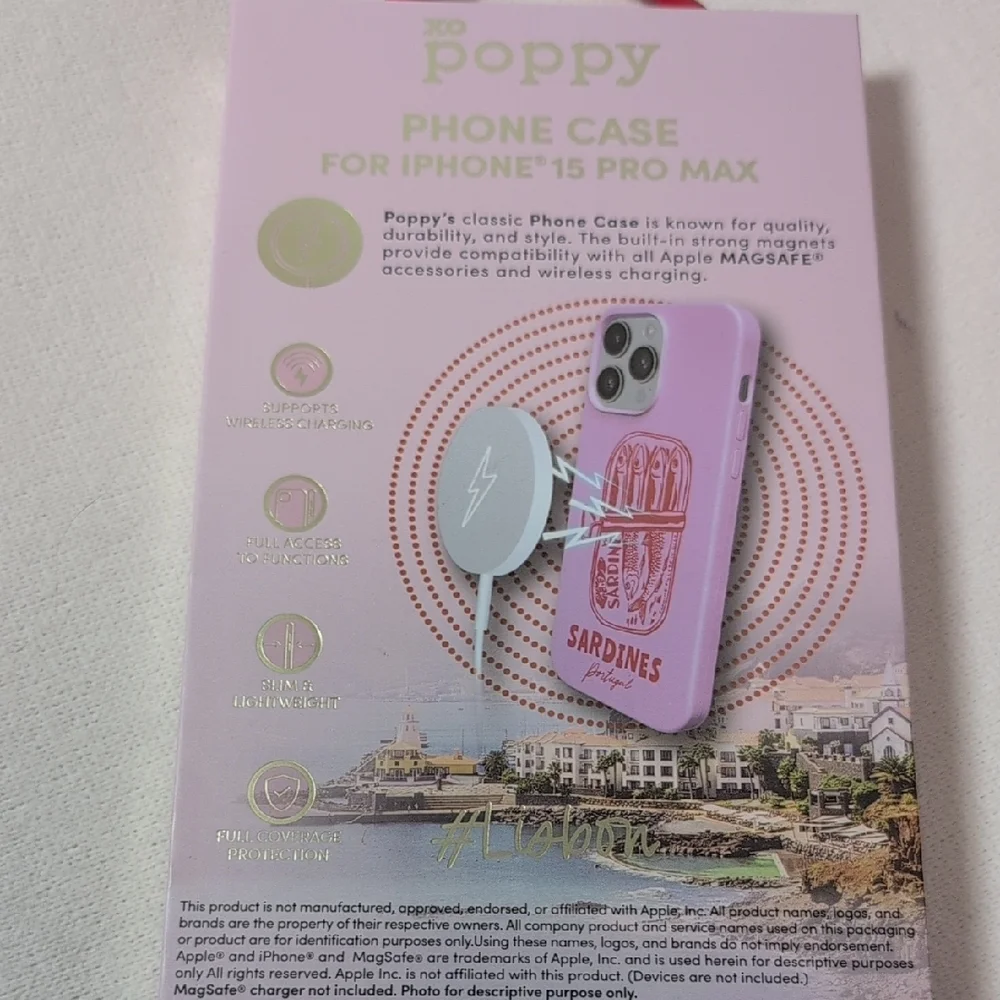 XO Poppy Vacay Pink Sardine Design iPhone 15 Pro Max Case #Lisbon